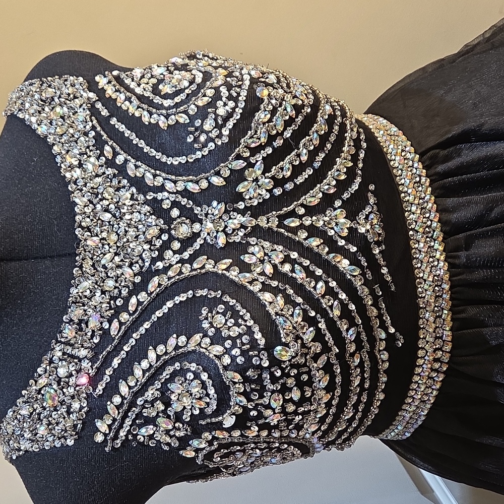 Nwot XL Anny Lee Black and Zirconia  Mini Dress Ballroom - Picture 7 of 17